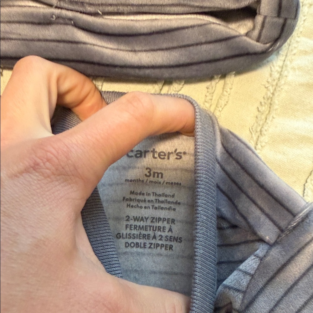 Carters Baby Striped Footed One-Piece with Hat - Picture 3 of 6